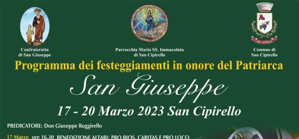 Programma dei festeggiamenti di San Giuseppe